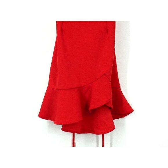 NWT Forever 21 Ruffle Surplice Red Lace Up Dress S - Picture 3 of 3